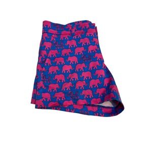 Women's Blue Pink Elephant Print Shorts Casual Summer Beach‎ Vacation Size M